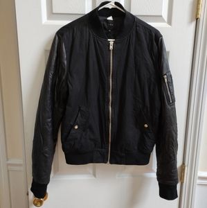 IRO Pharel Teddy Coat Lamb Leather Sleeves Men's M Black Insulated Bomber Jacket